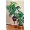 Image 1 : Artificial Palm and Schefflera Plants with Planters and Wood Plant Stand