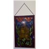 Image 2 : Stained Glass Panel with Orange Floral Motif and Chain