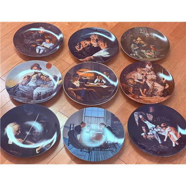 Norman Rockwell Collector Plate Set, Set of 9