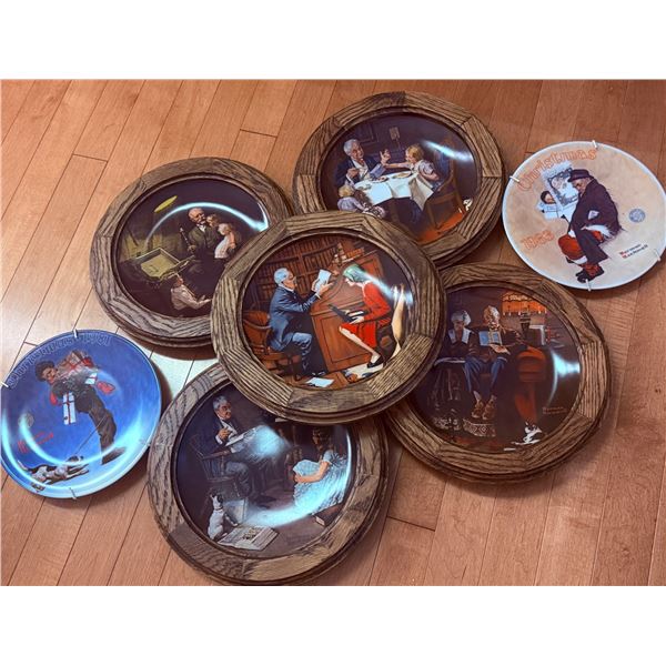 6 Norman Rockwell Collector Plates with Decorative Rims