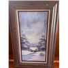 Image 1 : Barrister Signed Winter Landscape Oil Painting on Canvas 12x24 in