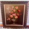 Image 1 : Robert Cox Floral Still Life Oil Painting in Decorative Frame