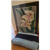 Image 1 : Framed Orchid Flower Print and Knit Blanket Bundle