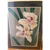 Image 3 : Framed Orchid Flower Print and Knit Blanket Bundle