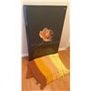 Image 1 : Framed Rose Print and Striped Crochet Blanket Set