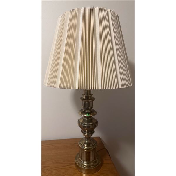 Brass Table Lamp with Pleated Fabric Shade