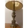 Image 2 : Brass Table Lamp with Pleated Fabric Shade
