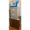Image 1 : HP PSC 1510 Printer, Two-Drawer Metal Filing Cabinet, and Wood Storage Cabinet