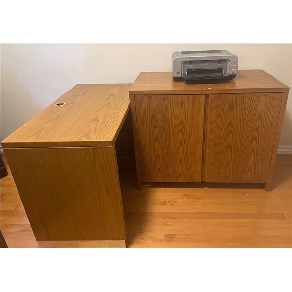 Office Desk, Storage Cabinet, and Canon PIXUS iP4200 Printer