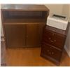 Image 2 : HP LaserJet P1005 Printer, Two-Drawer File Cabinet, and Wooden Storage Cabinet