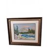 Image 1 : Framed Needlepoint Mountain Landscape Artwork 13 x 11 Inches