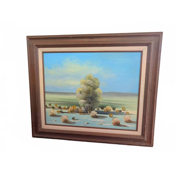 Barnes Signed Landscape Oil Painting on Canvas 19" x 23"