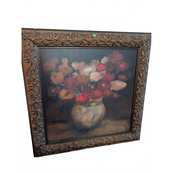 Still Life Floral Oil Painting with Ornate Frame