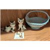Image 2 : 3 Cat Figurines and Beswick Pottery Basket