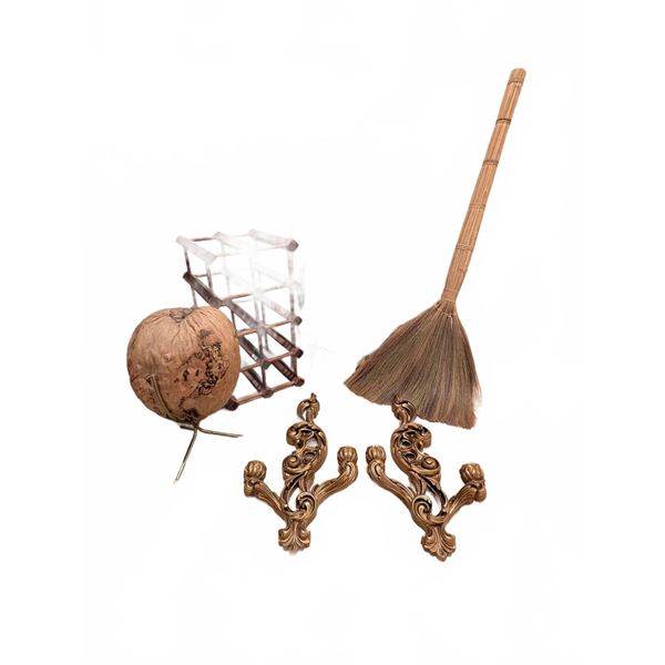 Home Decor Lot With Wall Art, Brass Sconces, and More