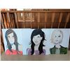 Image 2 : Three Acrylic Portrait Paintings on Canvas - Artist Unknown