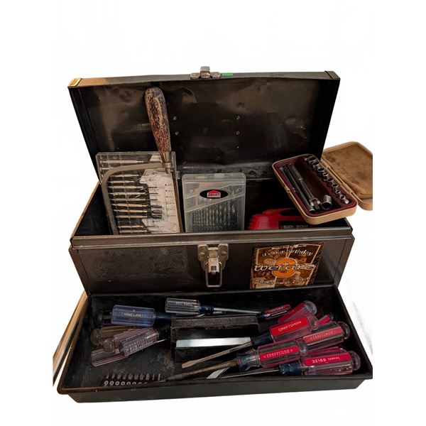 All American Metal Toolbox With Assorted Hand Tools