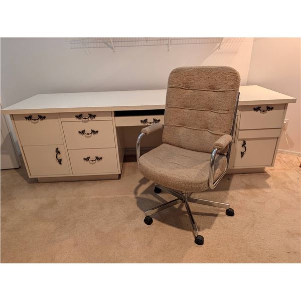 Vintage Desk/Work Bench w/Tweed Office Chair on Castors