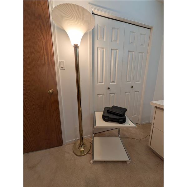 Brass Floor Lamp w/ Multi Function Unit on Castors & 2 Tool Totes