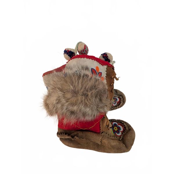 Indigenous Hyde Outerwear with Beadwork, Genuine Fur and Pom Poms