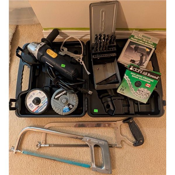 Mastercraft Angle Grinder With Blades and Assorted Tool Set