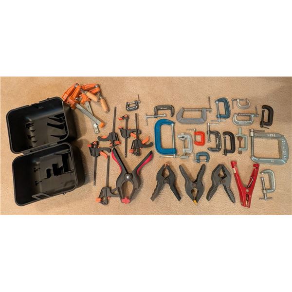 Assorted Clamp Co0llection w/ Cube Case