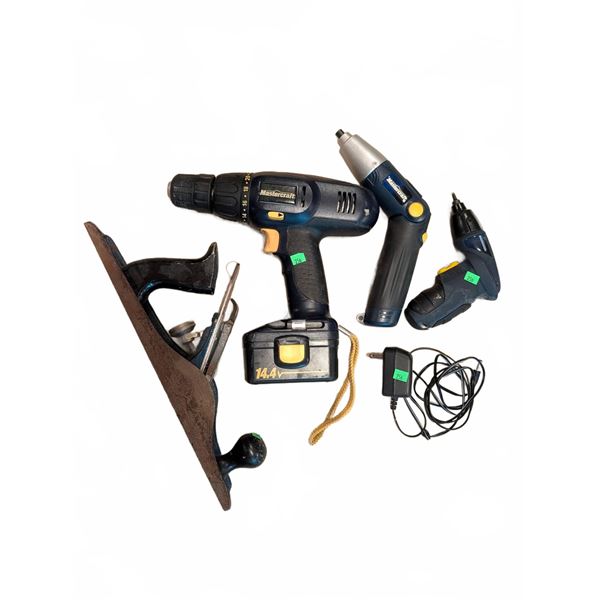 Mastercraft Cordless Drill and Screwdrivers With Stanley Hand Plane