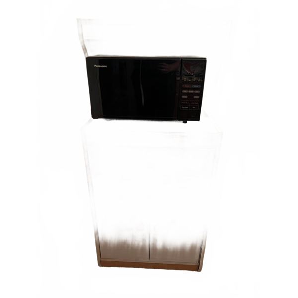 Panasonic Microwave with White Cabinet and Drawer