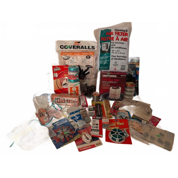 Home Hardware Lot: Tools, Fasteners, Coveralls, and Supplies