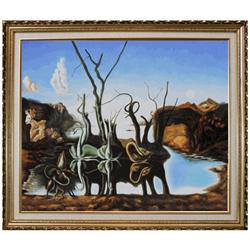 Dali - Swans Reflecting Elephants Oil Painting