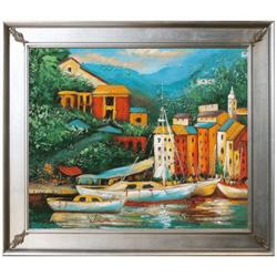 Lazy Boat Dock Oil Painting