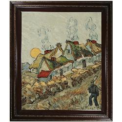 Van Gogh - Thatched Cottages in the Sunshine: Reminiscences of the North Oil Painting