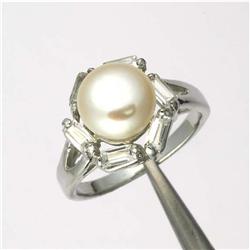 Genuine Pearl & CZ Ring 
