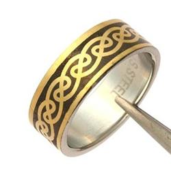 Gold & Black Stainless Steel Band Ring