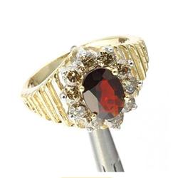 2 ctw. Garnet & Diamond 10K Yellow Gold Ring