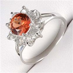  2 ctw. Lab Created Orange Sapphire & Diamond 10K White Gold Ring 