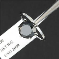 3.25 ctw. Black Diamond Solitaire 14K White Gold Ring