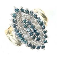 2 ctw. Blue & White Diamond 10K Yellow Gold Ring