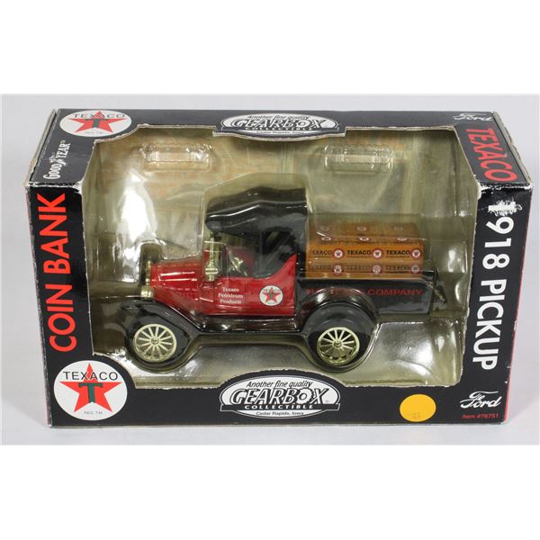 TEXACO 1918 FORD ROUNDABOUT DIECAST COIN BANK