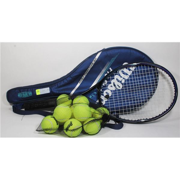WILSON PRO STAFF TENIS RACKET WITH BAG OF BALLS