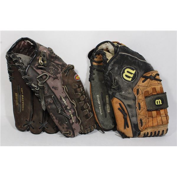TWO BASEBALL GLOVES