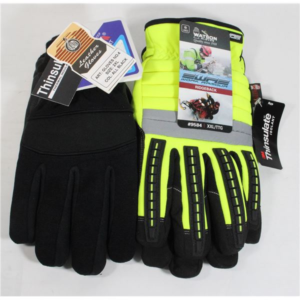 2 PAIR OF WORK GLOVES WATSON / HIPORA SZ XXL