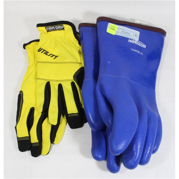 2 PAIRS OF GLOVES, ONE POLYVINYL CHLORIDE LINING
