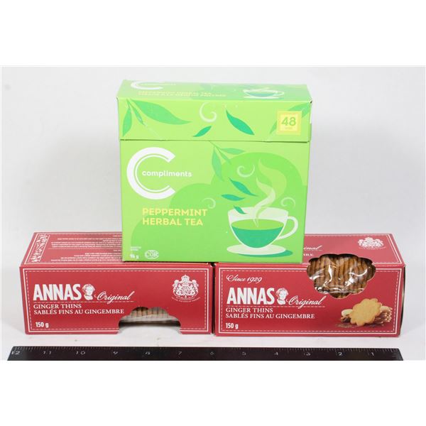 ANNA'S GINGER THINS & COMPLIMENTS PEPPERMINT TEA