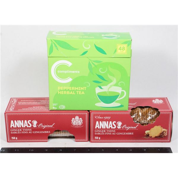 ANNA'S GINGER THINS & COMPLIMENTS PEPPERMINT TEA