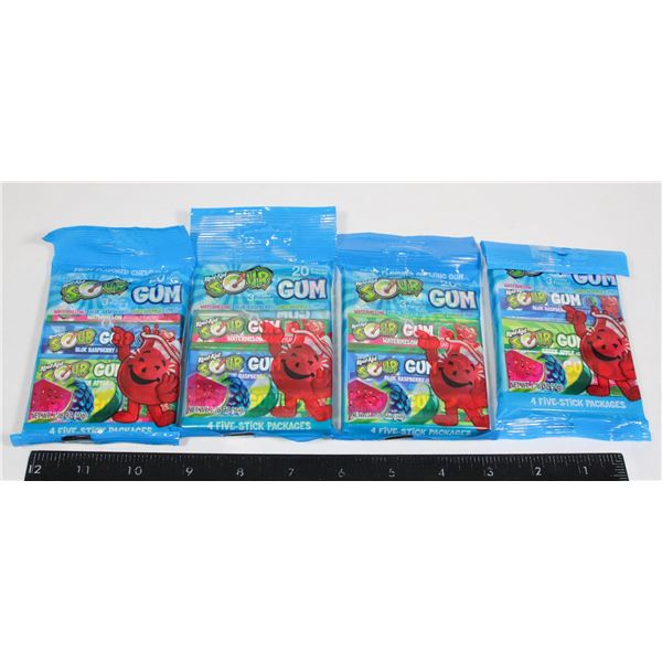 FOUR PACKS OF SOUR GUM