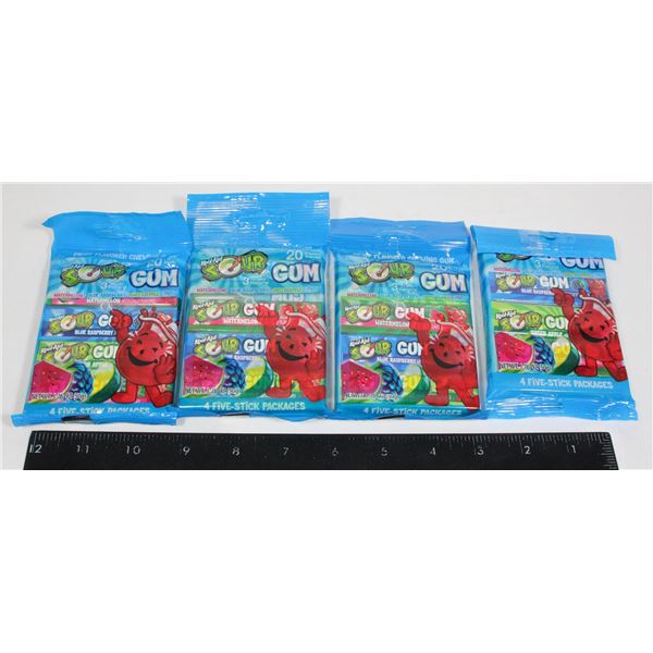 FOUR PACKS OF SOUR GUM