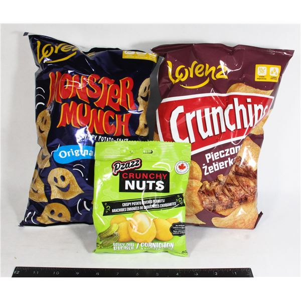 MONSTER MUNCH, CRUNCHIPS, PZAZZ POTATO PEANUTS