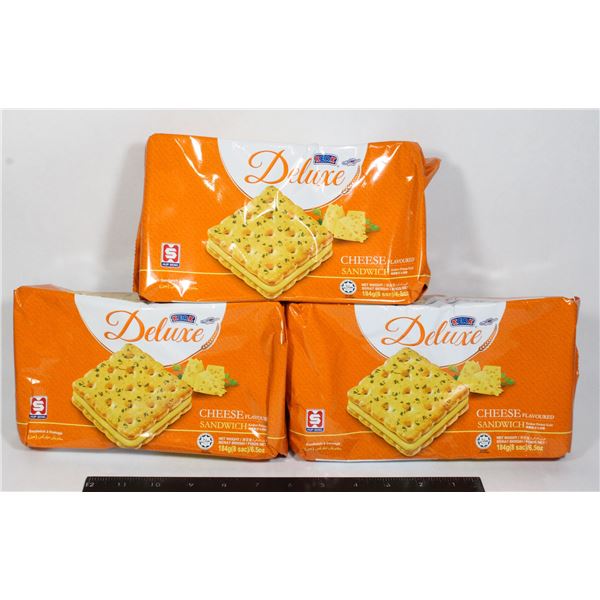 THREE PACKS OF DELUXE CHEESE FLAVOURED