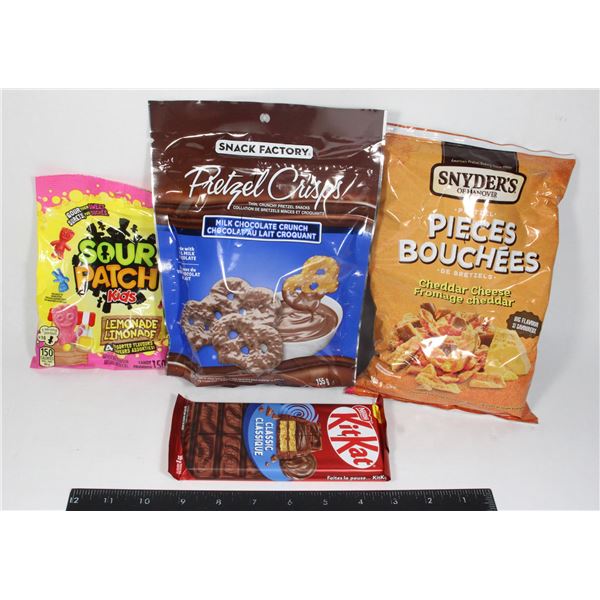 BAG OF SNACKS INCLUDING SOUR PATCH KIDS, KIT KAT